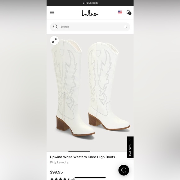 New in box Upwind White Western Knee High Boots
Dirty Laundry 6.5 Cowboy Lulus - Picture 6 of 11